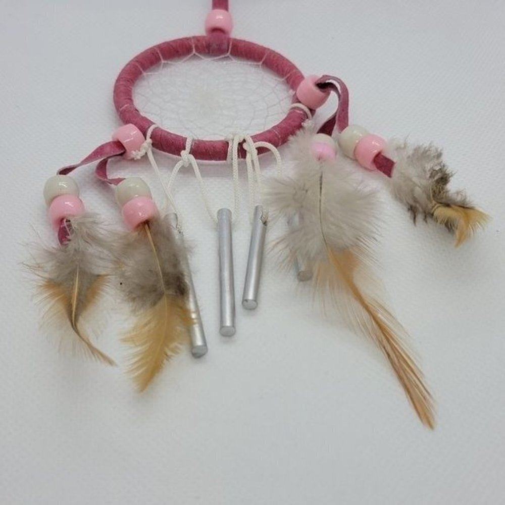 Beaded Dreamcatcher with Feathers and Windchimes